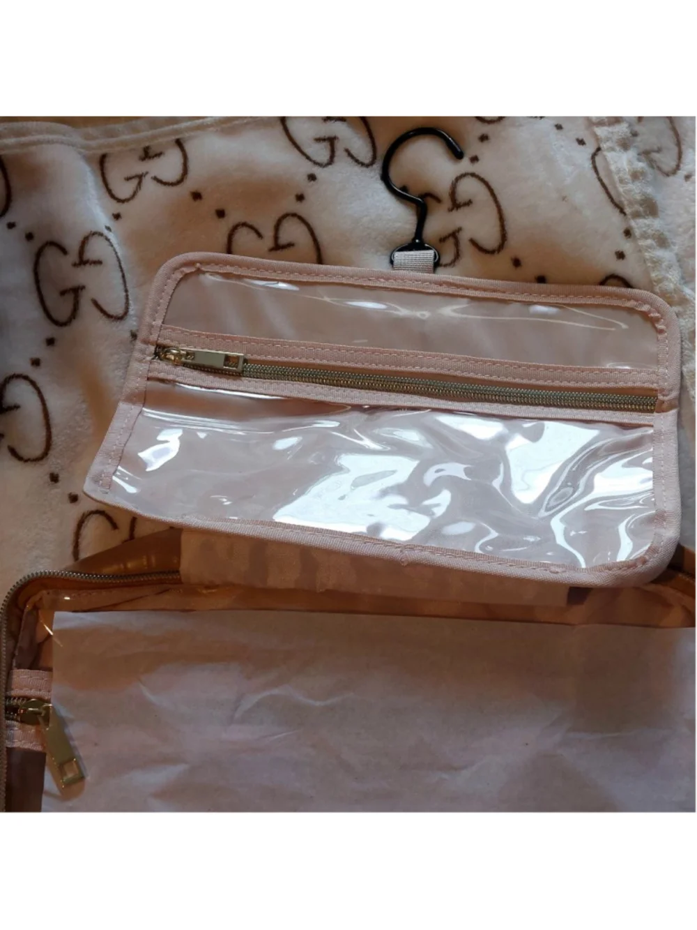 🐊Brown Croc‑Embossed Folding Cosmetic Bag 🧳
